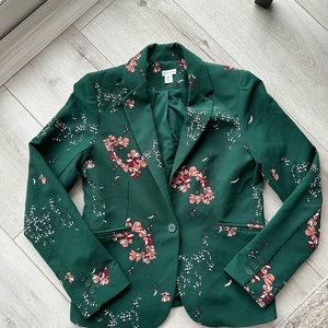 Floral Emerald Green Jersey Blazer